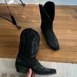 Laredo Black Suede Western Cowboy Boots